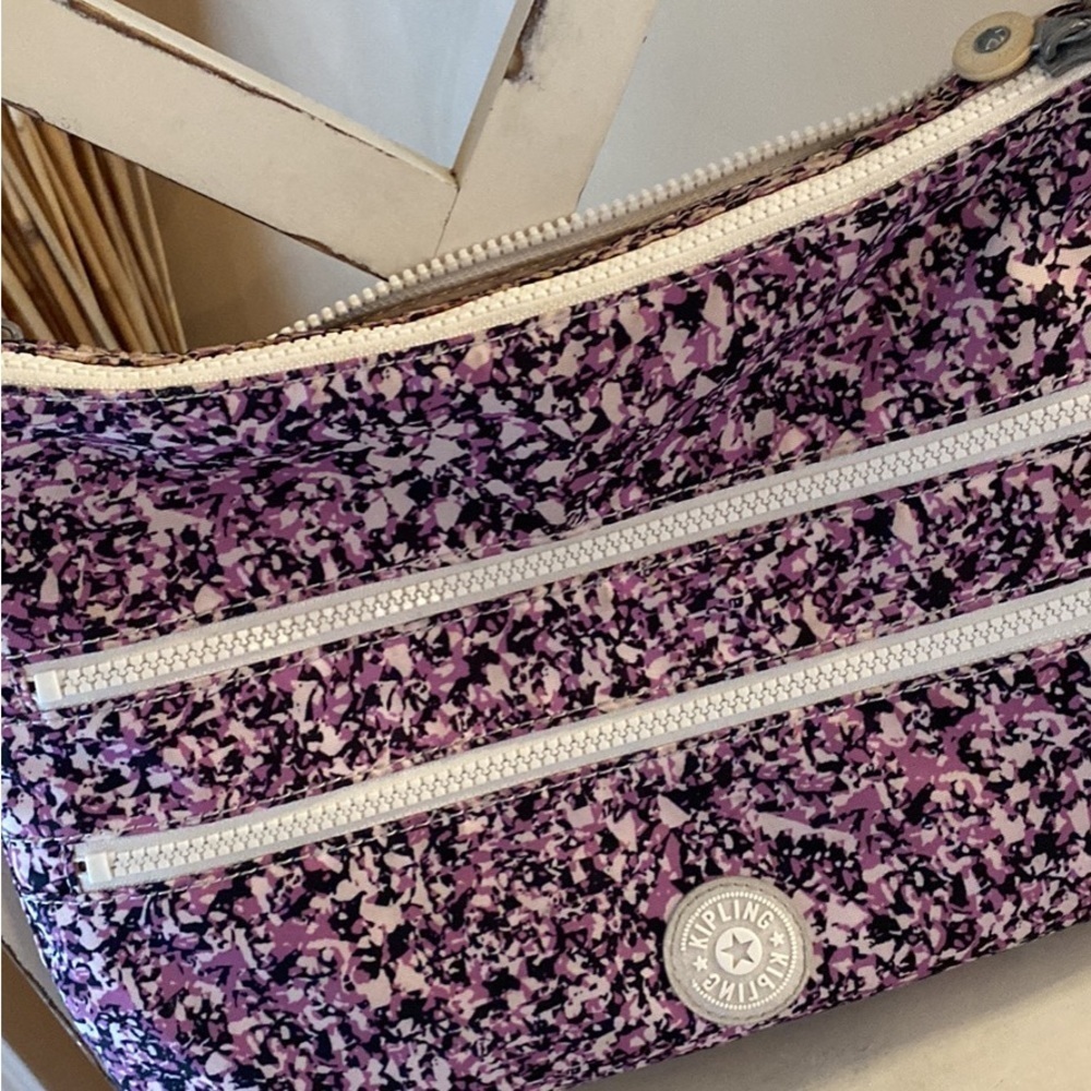 Kipling Alvar Crossbody Bag Oceano Breeze Purple Multi Pocket Nylon